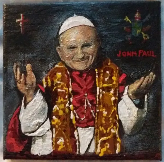 Roisin's devotional painting of Saint John Paul II
