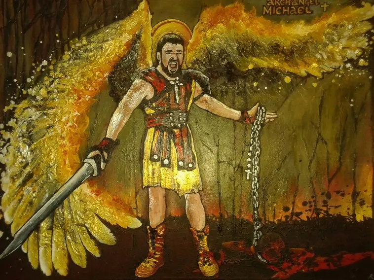 Roisin's devotional painting of St Michael the Archangel
